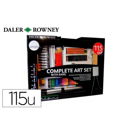 Set de pinturas daler rowney 115 piezas con caballete de aluminio plegable 457x73x584 mm