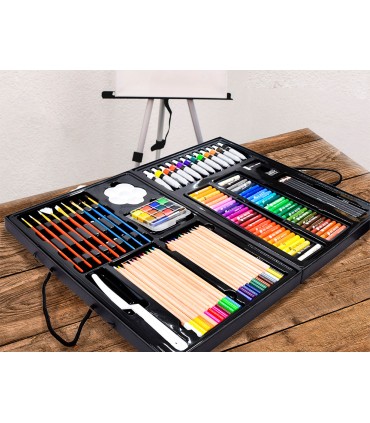 Set de pinturas daler rowney 163 piezas con caballete de aluminio plegable 500x70x727 mm