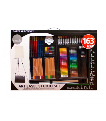 Set de pinturas daler rowney 163 piezas con caballete de aluminio plegable 500x70x727 mm