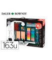 Set de pinturas daler rowney 163 piezas con caballete de aluminio plegable 500x70x727 mm