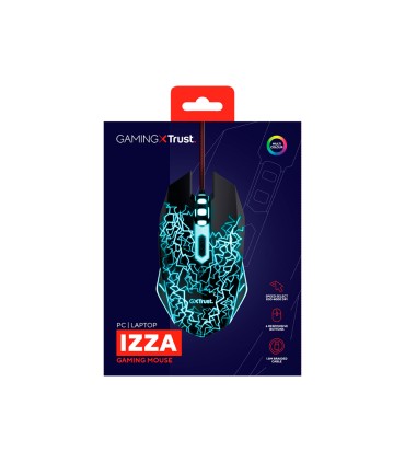 Raton trust gxt105x izza gaming optico luces led 800 4000 ppp 6 botones usb 20 cable 180 m color negro