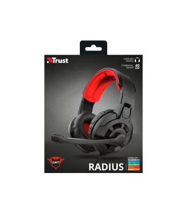 Auricular trust radio gxt411 gaming con microfono ajustable longitud cable 1 mt color negro