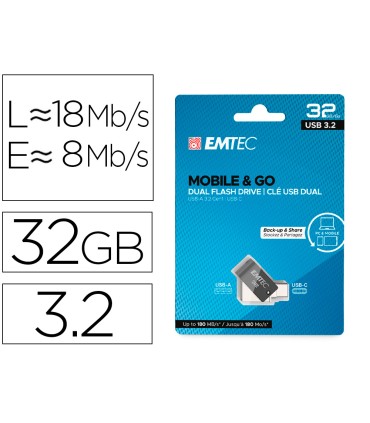 Memoria emtec usb 32 dual mobile go type c usb 32 gb