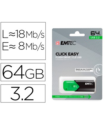 Memoria emtec usb 32 click easy 64 gb verde