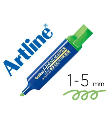 Rotulador artline fluorescente eks 600 verde punta biselada