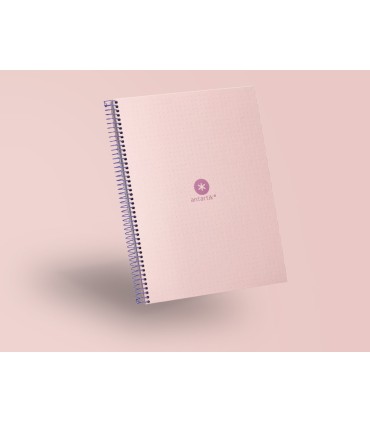 Cuaderno espiral liderpapel a4 micro antartik tapa forrada80h 90 gr rayado puntos 1 banda 4 taladros rosa