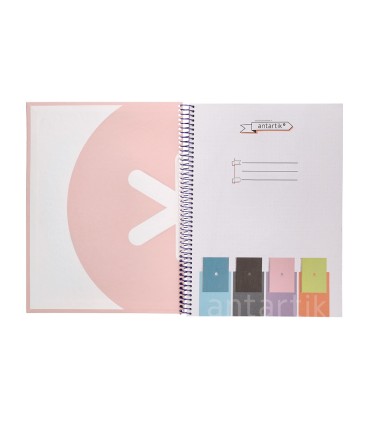 Cuaderno espiral liderpapel a4 micro antartik tapa forrada80h 90 gr rayado puntos 1 banda 4 taladros rosa