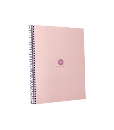 Cuaderno espiral liderpapel a4 micro antartik tapa forrada80h 90 gr rayado puntos 1 banda 4 taladros rosa