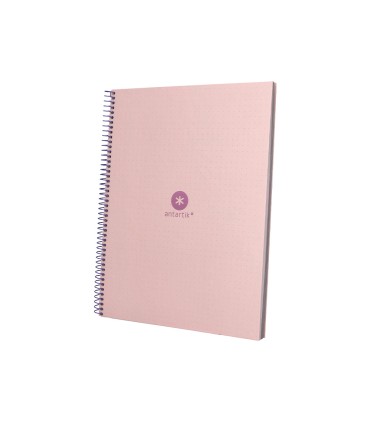 Cuaderno espiral liderpapel a4 micro antartik tapa forrada80h 90 gr rayado puntos 1 banda 4 taladros rosa