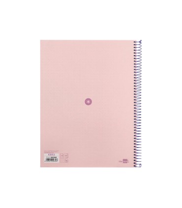 Cuaderno espiral liderpapel a4 micro antartik tapa forrada80h 90 gr rayado puntos 1 banda 4 taladros rosa