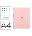 Cuaderno espiral liderpapel a4 micro antartik tapa forrada80h 90 gr rayado puntos 1 banda 4 taladros rosa