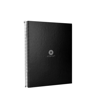 Cuaderno espiral liderpapel a4 micro antartik tapa forrada80h 90 gr rayado puntos 1 banda 4 taladros negro