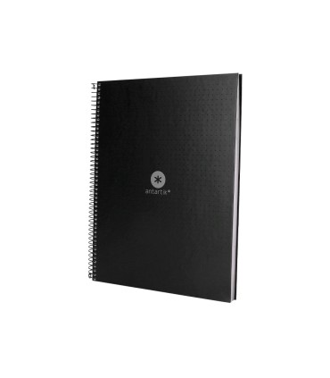 Cuaderno espiral liderpapel a4 micro antartik tapa forrada80h 90 gr rayado puntos 1 banda 4 taladros negro