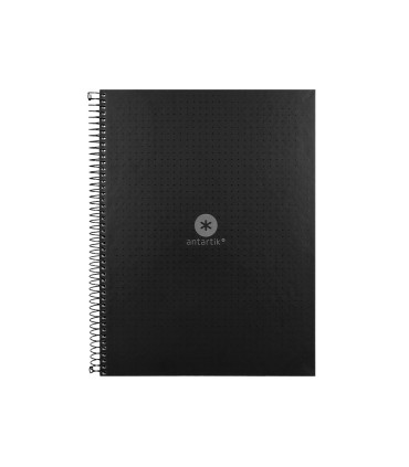 Cuaderno espiral liderpapel a4 micro antartik tapa forrada80h 90 gr rayado puntos 1 banda 4 taladros negro