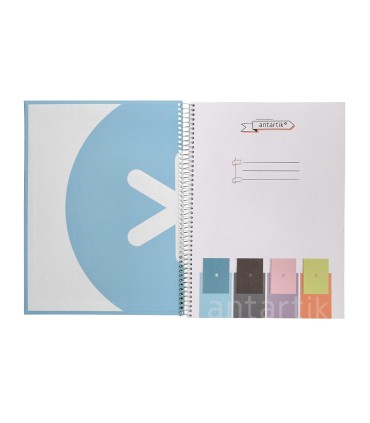 Cuaderno espiral liderpapel a4 micro antartik tapa forrada80h 90 gr rayado puntos 1 banda 4 taladros celeste