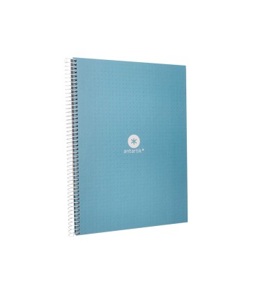 Cuaderno espiral liderpapel a4 micro antartik tapa forrada80h 90 gr rayado puntos 1 banda 4 taladros celeste