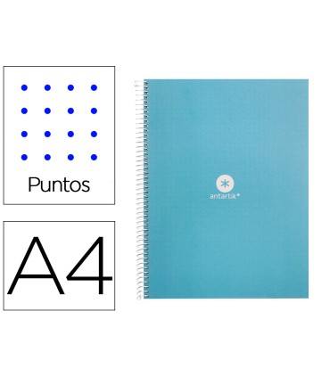 Cuaderno espiral liderpapel a4 micro antartik tapa forrada80h 90 gr rayado puntos 1 banda 4 taladros celeste