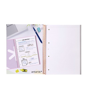 Cuaderno espiral liderpapel a4 micro antartik tapa forrada80h 90 gr rayado puntos 1 banda 4 taladros amarillo