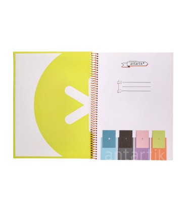 Cuaderno espiral liderpapel a4 micro antartik tapa forrada80h 90 gr rayado puntos 1 banda 4 taladros amarillo