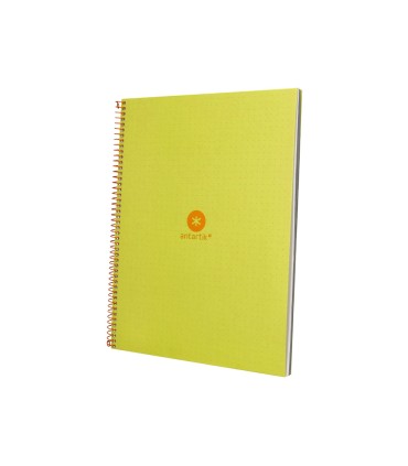 Cuaderno espiral liderpapel a4 micro antartik tapa forrada80h 90 gr rayado puntos 1 banda 4 taladros amarillo