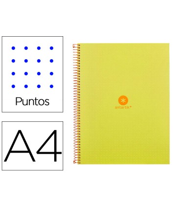 Cuaderno espiral liderpapel a4 micro antartik tapa forrada80h 90 gr rayado puntos 1 banda 4 taladros amarillo