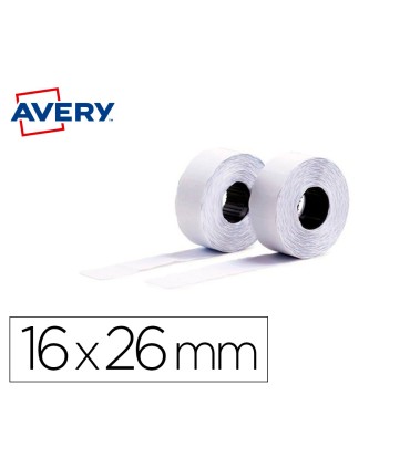 Etiqueta avery ondulada blanca permanente 26x16 mm para etiquetadora pl21 18 caja de 10 rollos de 1200 etiqietas