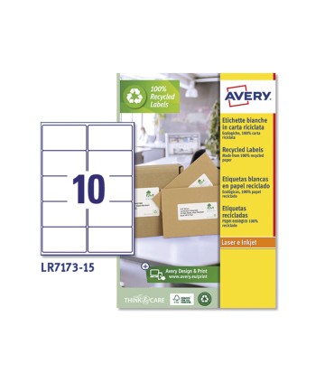 Etiqueta adhesiva avery blanca permanente reciclada 100 paraimpresora laser 991x57 mm caja de 150 unidades