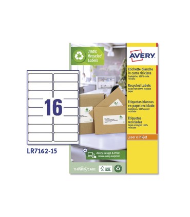 Etiqueta adhesiva avery blanca permanente reciclada 100 laser 991x339 mm caja de 240 unidades