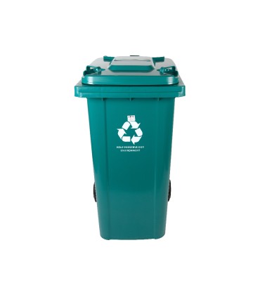 Papelera contenedor q connect plastico con tapadera y ruedas 240 litros verde 1040x620x610 mm