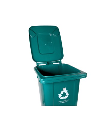 Papelera contenedor q connect plastico con tapadera y ruedas 240 litros verde 1040x620x610 mm