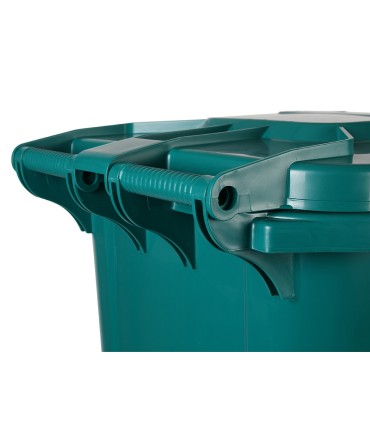 Papelera contenedor q connect plastico con tapadera y ruedas 240 litros verde 1040x620x610 mm