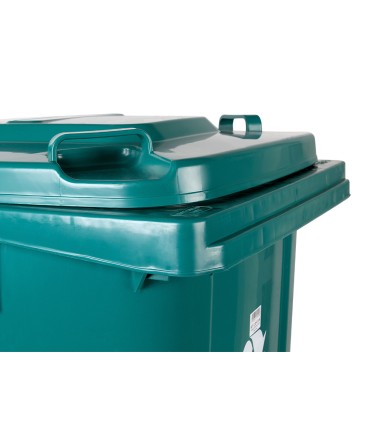 Papelera contenedor q connect plastico con tapadera y ruedas 240 litros verde 1040x620x610 mm