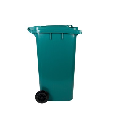 Papelera contenedor q connect plastico con tapadera y ruedas 240 litros verde 1040x620x610 mm