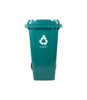 Papelera contenedor q connect plastico con tapadera y ruedas 240 litros verde 1040x620x610 mm