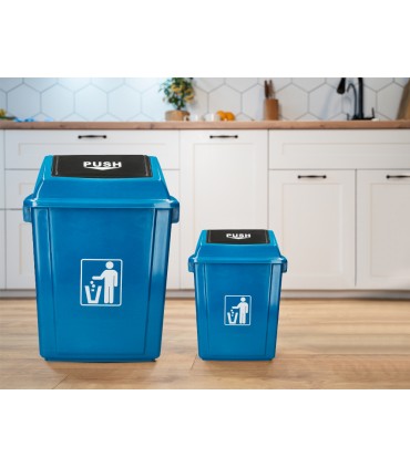 Papelera contenedor q connect plastico con tapa de balancin 58 litros azul 470x330x760 mm