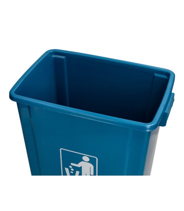 Papelera contenedor q connect plastico con tapa de balancin 58 litros azul 470x330x760 mm