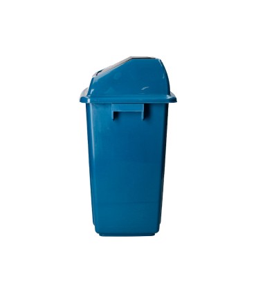 Papelera contenedor q connect plastico con tapa de balancin 58 litros azul 470x330x760 mm