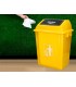 Papelera contenedor q connect plastico con tapa de balancin 58 litros amarillo 470x330x760 mm