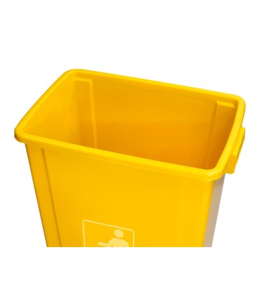 Papelera contenedor q connect plastico con tapa de balancin 58 litros amarillo 470x330x760 mm