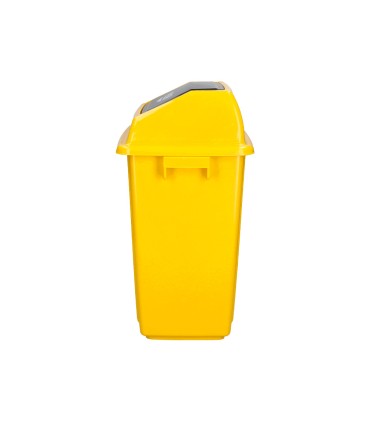 Papelera contenedor q connect plastico con tapa de balancin 58 litros amarillo 470x330x760 mm