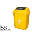 Papelera contenedor q-connect plastico con tapa de balancin 58 litros amarillo 470x330x760 mm