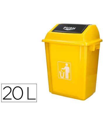 Papelera contenedor q connect plastico con tapa de balancin 20 litros amarillo 340x240x450 mm