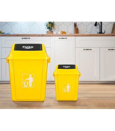 Papelera contenedor q connect plastico con tapa de balancin 20 litros amarillo 340x240x450 mm