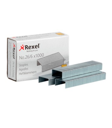 Grapas rexel 26 6 mm galvanizada caja de 1000 unidades