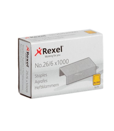 Grapas rexel 26 6 mm galvanizada caja de 1000 unidades