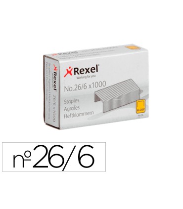 Grapas rexel 26 6 mm galvanizada caja de 1000 unidades