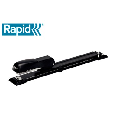 Grapadora rapid e15 metalica brazo largo capacidad 20 hojas usa grapas 24 6 y 26 26 color negro