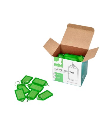 Llavero portaetiquetas q connect premium color verde caja de 40 unidades