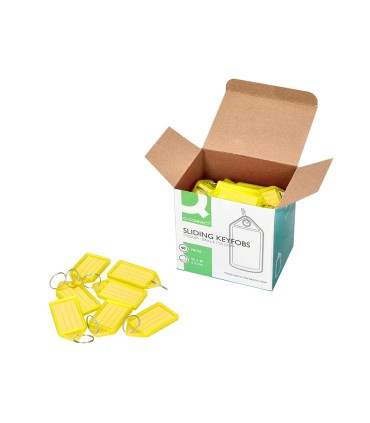 Llavero portaetiquetas q connect premium color amarillo caja de 40 unidades