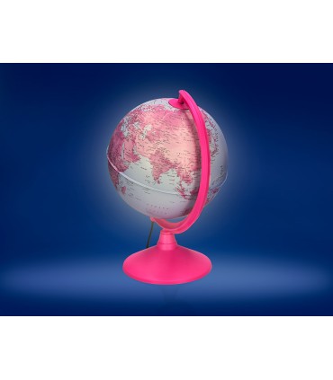 Globo terraqueo liderpapel con luz fisico y politico diametro 20 cm color rosa